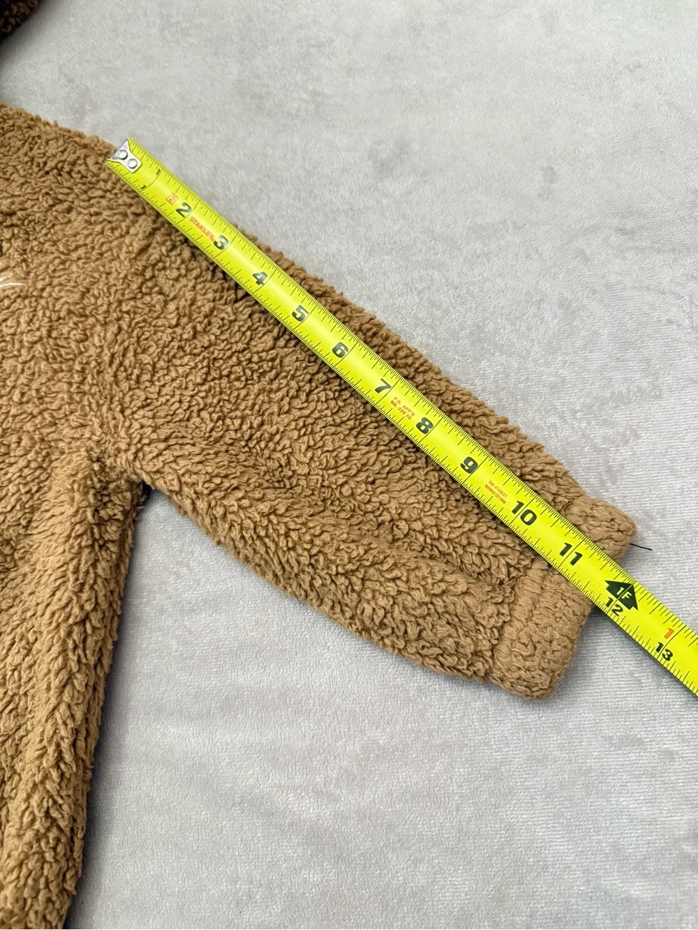 SHEIN Girls Teddy Fleece Hoodie Size 5Y Brown Sherpa Pullover Hooded Sweatshirt